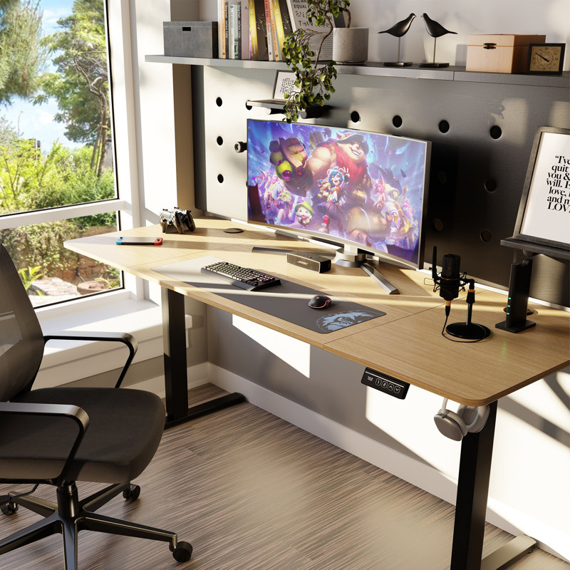 Gilman Home Office Height Adjustable Standing Desk, 28.7" H x 48" W x 24" D, Yellow/Black
