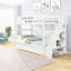 Lits simples superposés avec lit gigogne simple et fonction de rangement d'escalier de couleur blanche