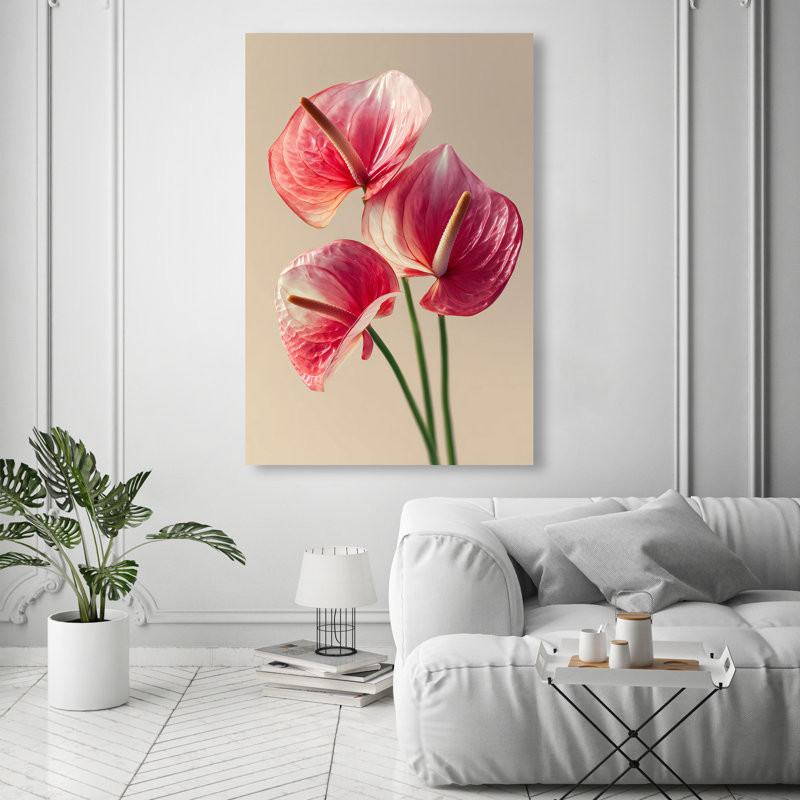 Crimson Silk Veins I Floral & Botanical Canvas Print by Oliver Gal, Black Frame, 10 x 15, 36"H x 54"W, Gallery Wrapped