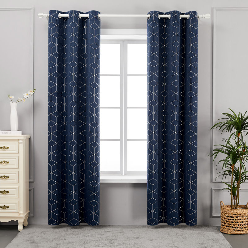 Bost Room Darkening Thermal Curtains, Navy Blue, Width 117 x Drop 229 cm