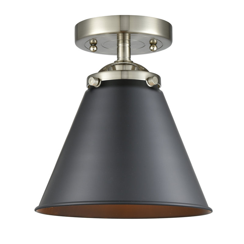 Plafonnier semi-encastré 8 lumières Donovan, Noir mat, Nickel satiné brossé, Incandescente