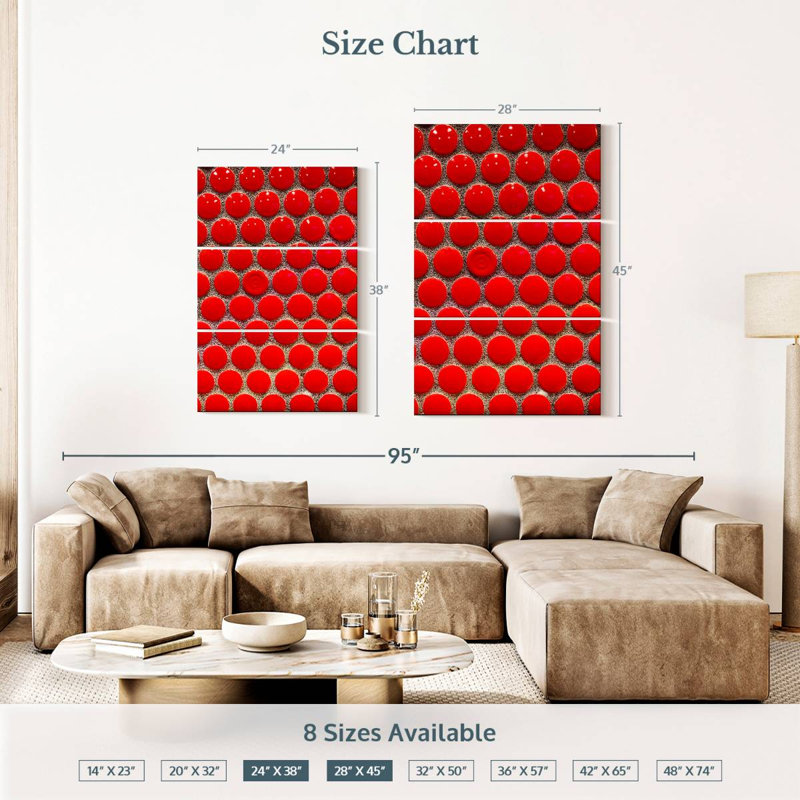 Avery Red Circle Tiles, 38" H x 24" W