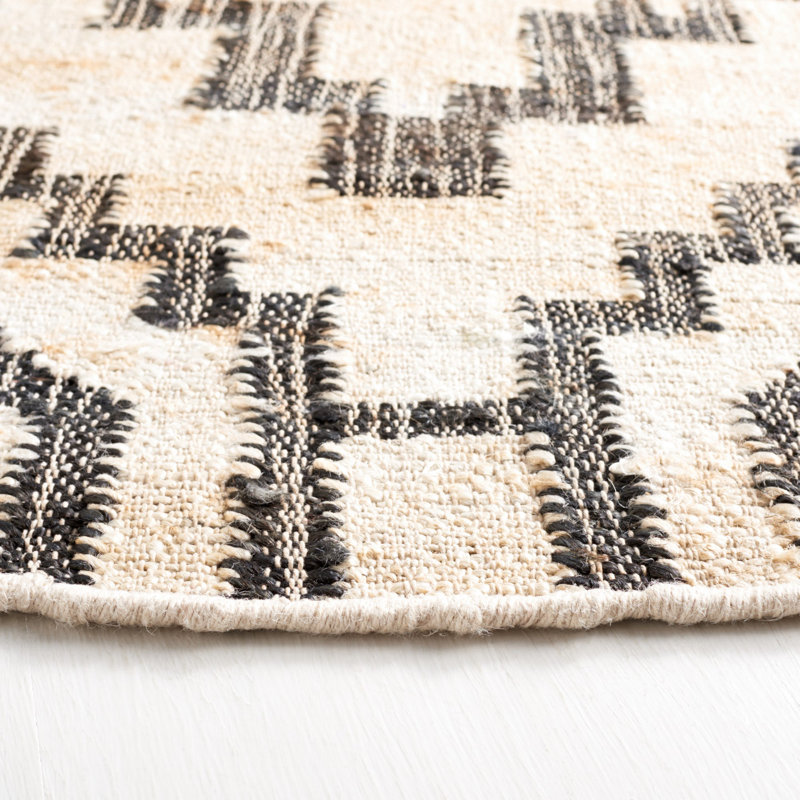 Atas Natural Fiber Flat Weave Jute Southwestern Rug, Round 6'