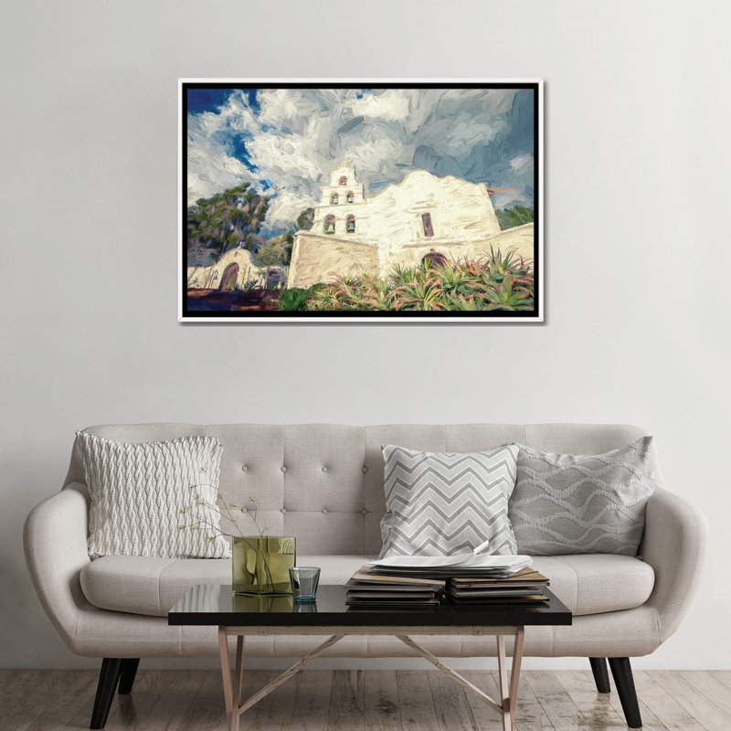 «The San Diego Mission», reproduction d'art sur toile encadrée, H 32 po x l 48 po, Reproduction encadrée sans passe-partout