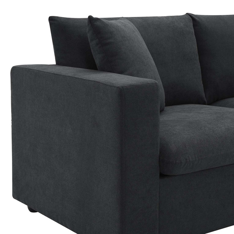 Canapé modulaire moderne 101 * 66 "avec coussins décoratifs, ensemble de canapé en forme de L avec siège large et ensemble de canapé en tissu confortable en polyester 4 places avec repose-pieds mobile pour salon, appartement, bureau, 4 couleurs