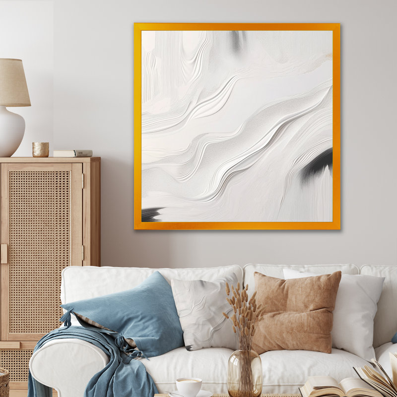 «White and Grey Ripples Of Stone V», impression sur toile encadrée en marbre abstrait, H 24 po x l 24 po x P 1 po