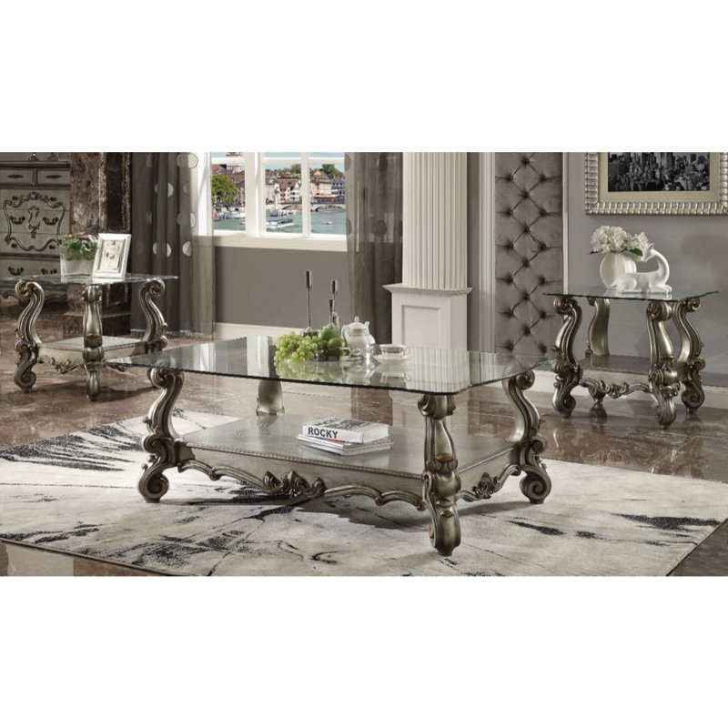 Table de bout avec rangement Nekoma, Platine antique