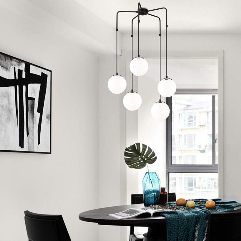 Luminaire suspendu sphère à 5 lumières Shirley