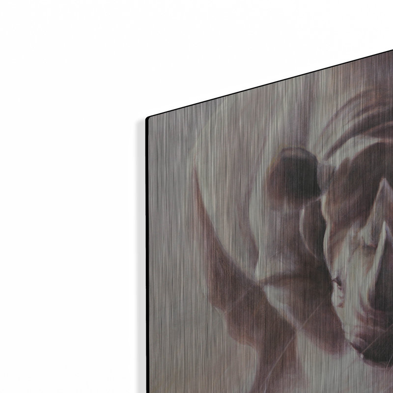 Art mural en métal luxueux «Full Speed Ahead Rhino» par Robert Campbell, 24 po x 16 po, H 12 po x l 16 po