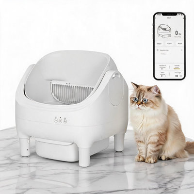 Smart Self-Cleaning Litter Box, WiFi Enabled with 10.5L Sealed Waste System