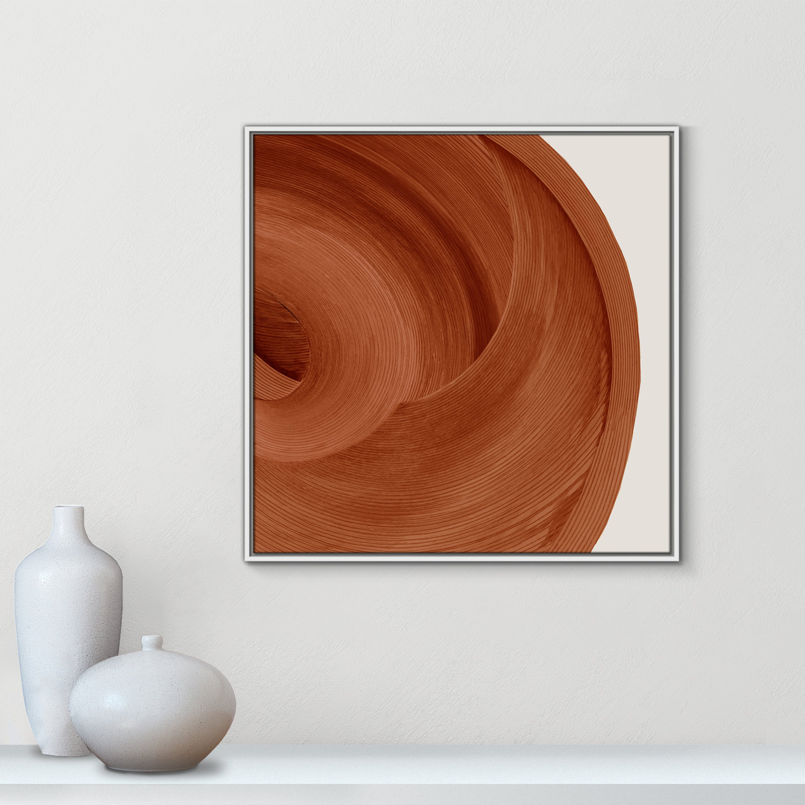 Affogato - Floater Frame Painting Print on Canvas, 31.5" H x 31.5" W x 2" D, White 