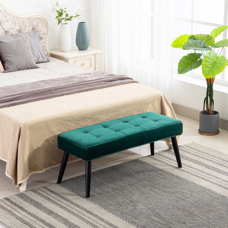 Banc rembourré Kirsten, Velours vert