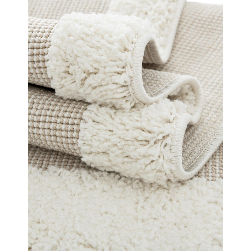 Reike Ivory Geometric Machine Woven Polyester Area Rug, Square 10'