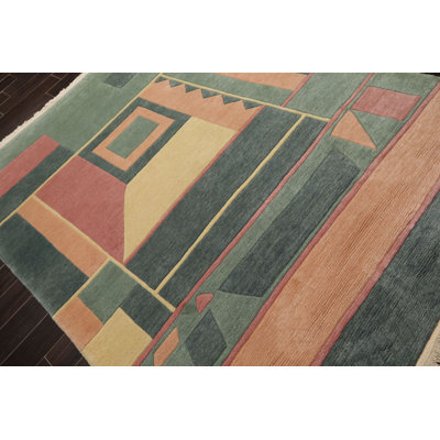 5'10''x8'4'' Hand Knotted New Zealand Wool Teal Tibetan Plush Pile Rug