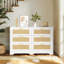 Commode en rotin de 47 po avec 6 tiroirs, commode en rotin avec poignées dorées et commode double de 30 po Nakeesha-730915435