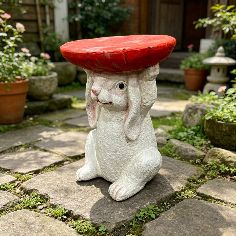 Table d'appoint en lapin 13,39 "x l 11,61" avec plateau de carotte, joli support pour plante d'intérieur et d'extérieur