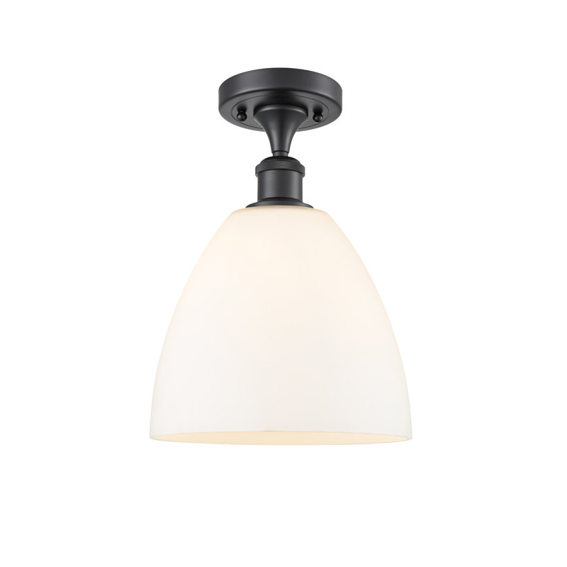 Plafonnier semi-encastré 1 lumière Germinia, Blanc mat, H 13,25 po x l 9 po x P 9 po, Noir mat