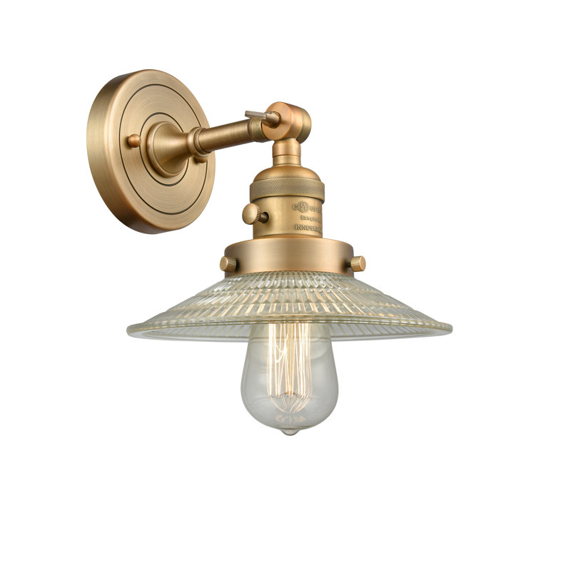 Gartner Armed Sconce, No Bulb Included, Brushed Brass, Clear