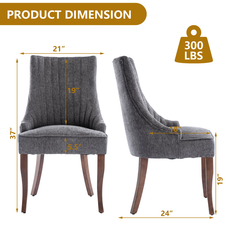 Ensemble de 2 chaises de salle à manger en bois massif, chaises de style rustique avec pieds en bois massif, chaises de cuisine rembourrées de style Mid-Century et chaises rembourrées convenant aux restaurants et aux cafés