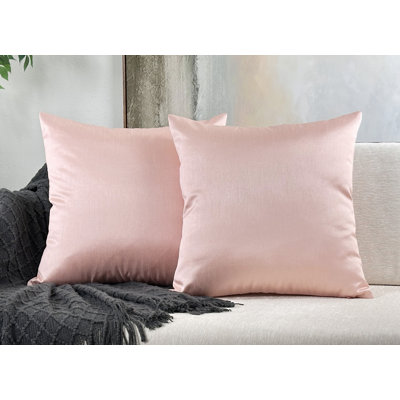 Aiking Home 20x20 Inches Faux Silk Square Throw Pillow Cover, Zipper Closure, Rose Pink (Set of 2)