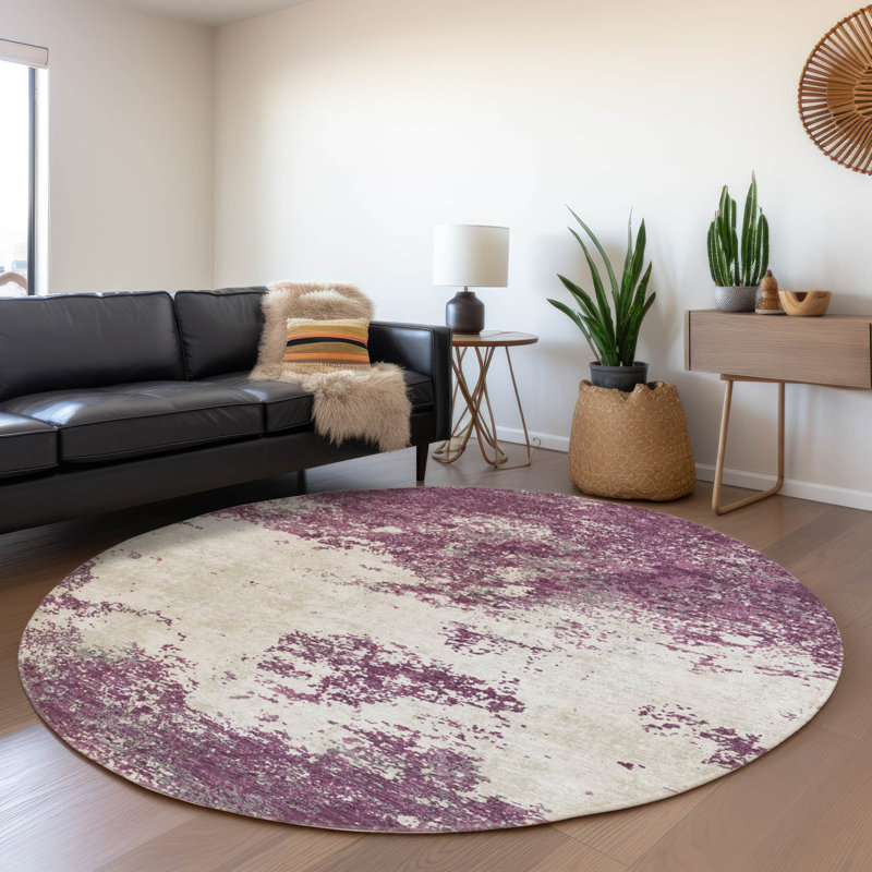 Tapis intérieur / extérieur lavable mauve Aera , 2 pi 3 po x 7 pi 6 po