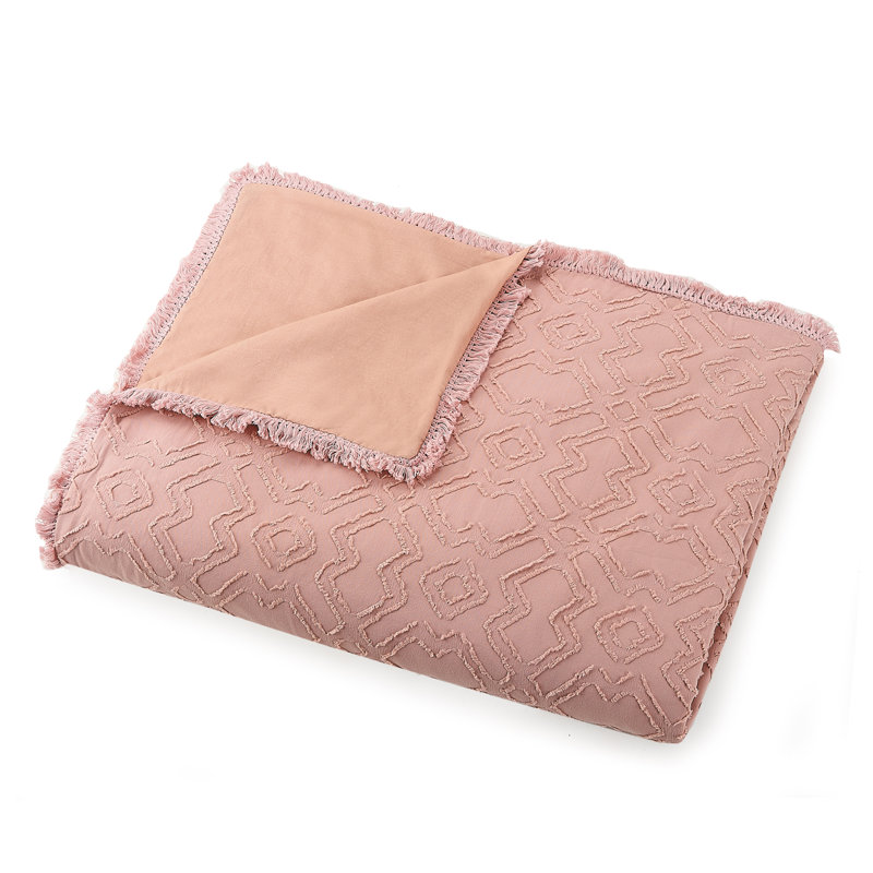 Blush Cotton Reversible King Bedspread Set