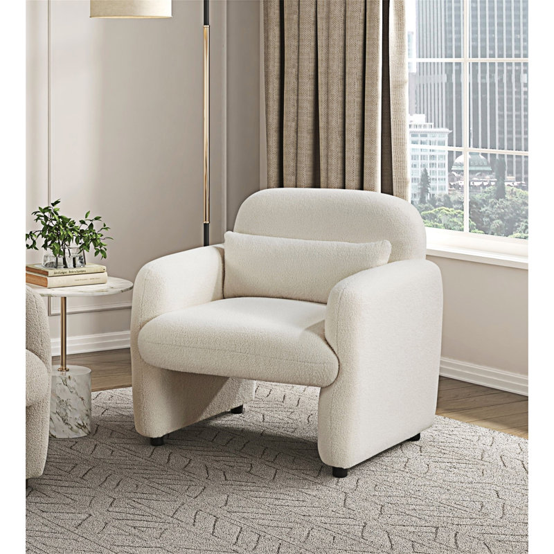 Chaise d'appoint rembourrée avec coussin, Beige