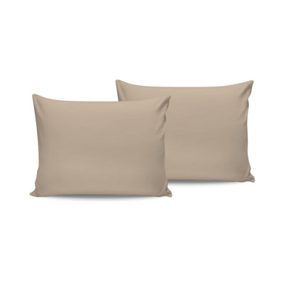 Luxurious Satin Pillowcase Set (2 Pieces), 100% Cotton Satin, 19.7 x 27.6 inches | 210 Thread Count, Soft and Smooth for Skin & Hair | Easy Care, Machine Washable at 30°C, Elegant Beige Color