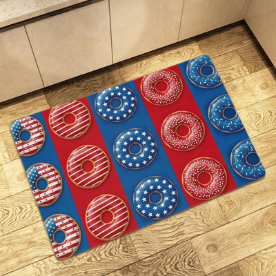 Independence Day Donut Red 24 x 36 in Floor Mat Kitchen Porch