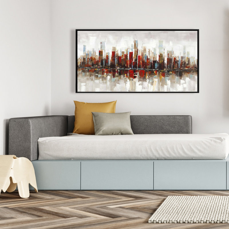 Abstract colorful skyscrapers - 24"x48" Framed canvas