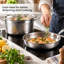 Ensemble de 8 pièces de batterie de cuisine Caannasweis en acier inoxydable martelé triple couche