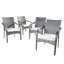 De 4 chaises empilables en PE gris avec structure en fer, coussins à eau, courbées pour décorer le patio extérieur et détendre les sièges
