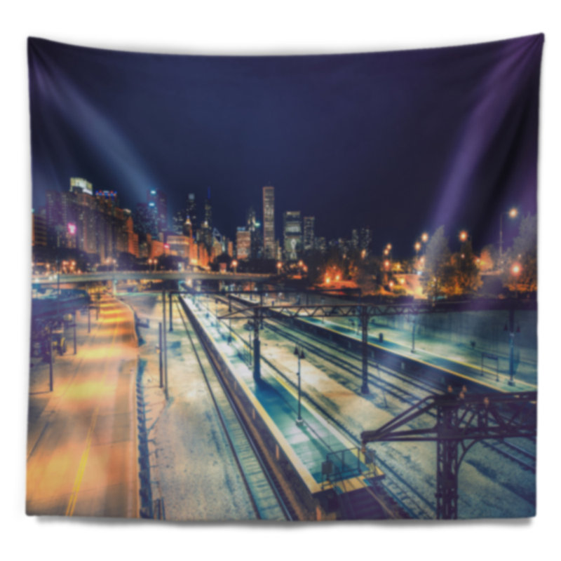 Tapisserie «Cityscape Welcome in Chicago Highway», H 50 po x l 60 po