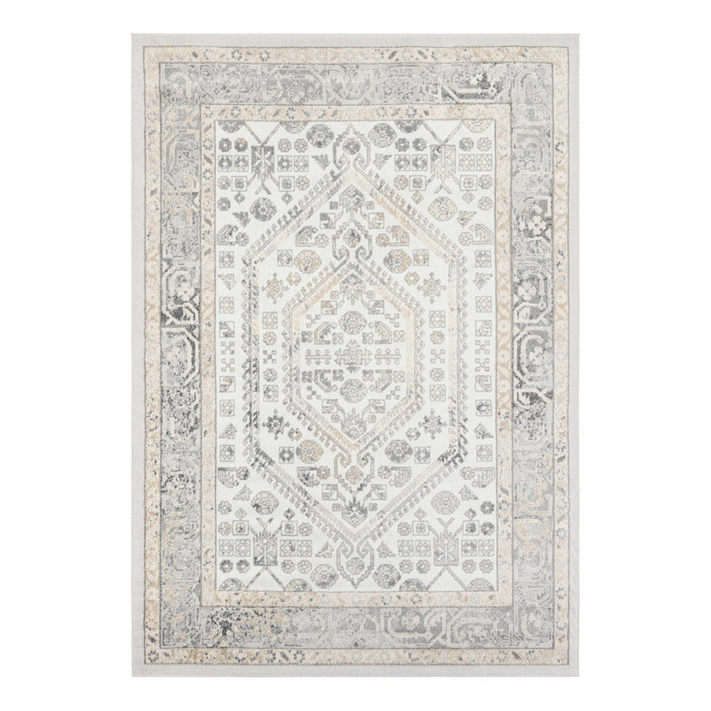 Edson Oriental Ivory Area Rug, Rectangle 7'1" x 10'