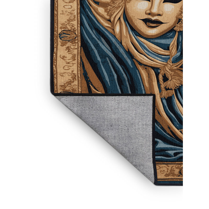 Tapis brun français lavable à la machine, Carré 6 pi