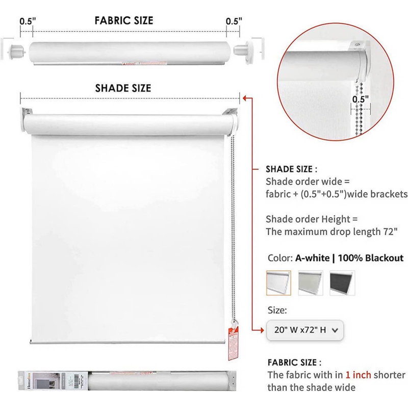 Rideaux occultants et imperméables gris à protection UV pour la maison et le bureau, Blanc, L 38 po x L 72 po