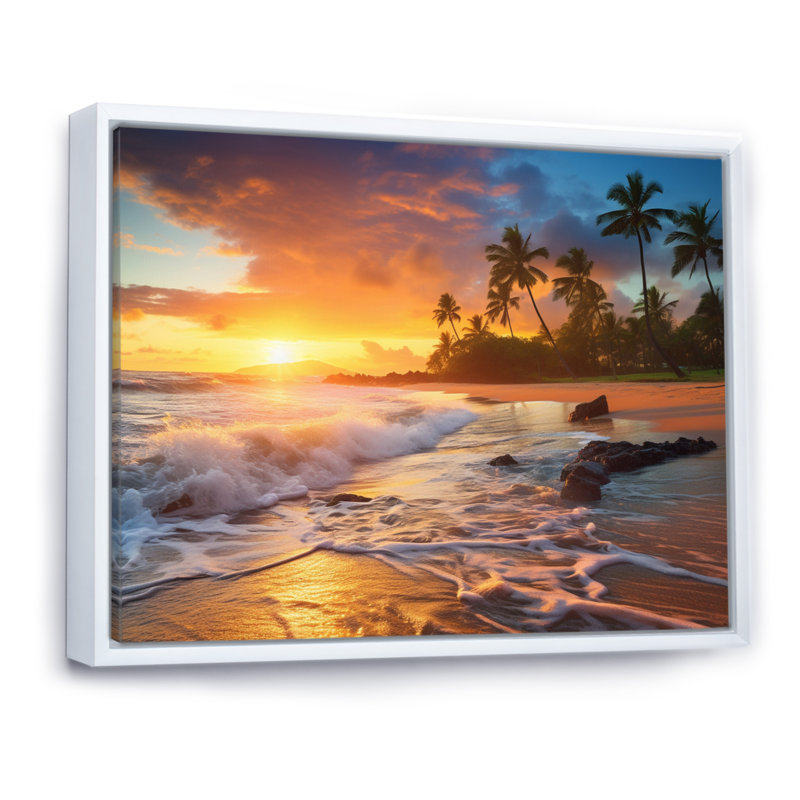 Photo de plage Sunset Serenade X, Cadre flottant blanc, H 12 po x l 20 po x P 1 po