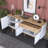 Modern Console Table with Multiple Shelves, Walnut & White, 70.9 x 34.5 x 17.7 inches | 100% Melamine Coated E1 Quality Chipboard | Wall-Mountable for Additional Storage | Scandinavian Design, Stylish & Functional