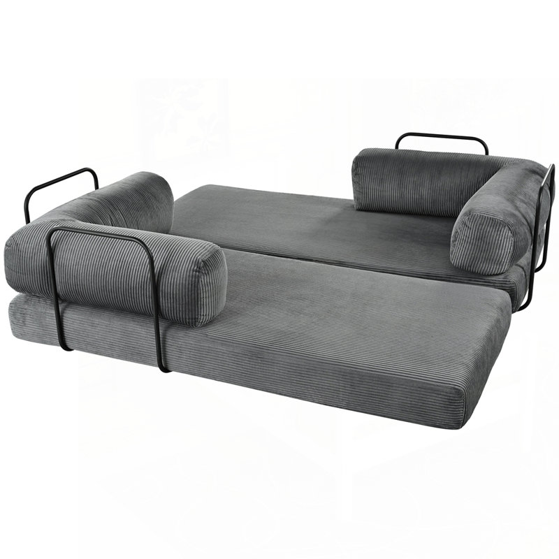 Canapé-lit polyvalent en forme de L pour les espaces de vie et les appartements, Polyester gris