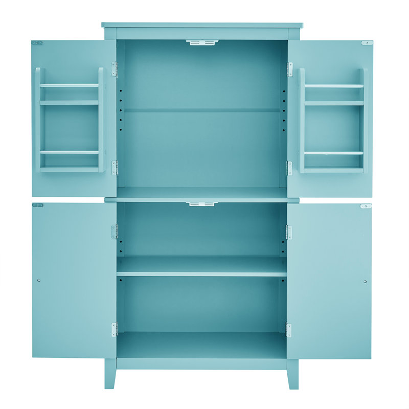 Elegant Bathroom Floor Storage Cabinet,Freestanding Cabinet with Adjustable Shelves, Blue