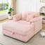 Fauteuil en velours côtelé 48,48 pouces avec tabouret de rangement - rose pour le confort de la chambre à coucher