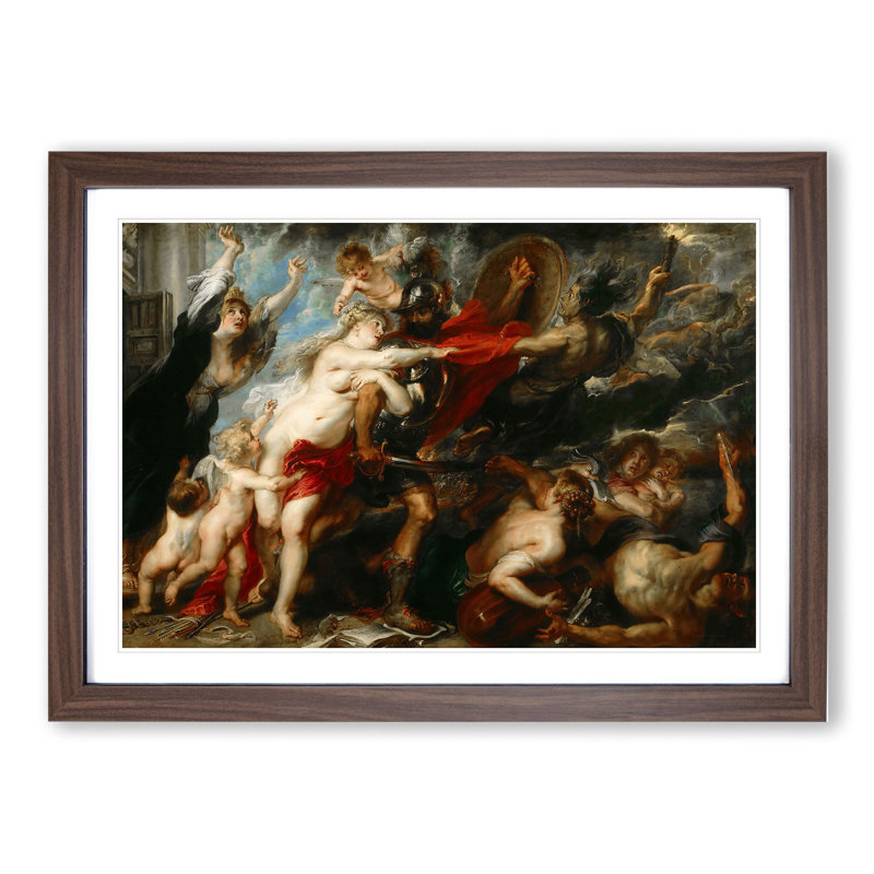 Consequences of War by Peter Paul Rubens - Picture Frame Painting, 48cm H x 65cm W x 2cm D, Walnut Framed