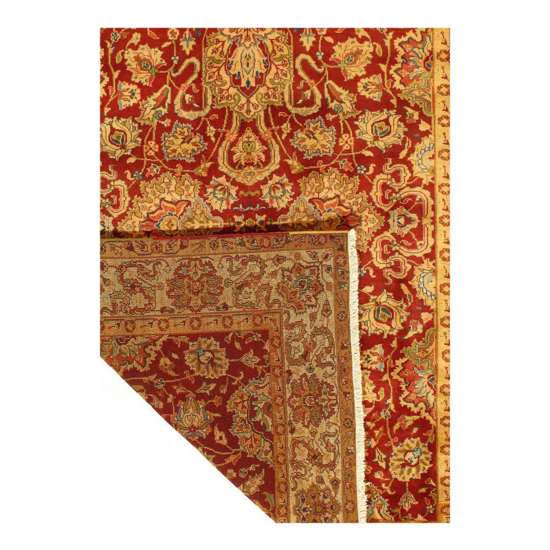 Tapis oriental rouge en coton / laine noué à la main 5 pi 11 po x 6 pi 11 po Oriental