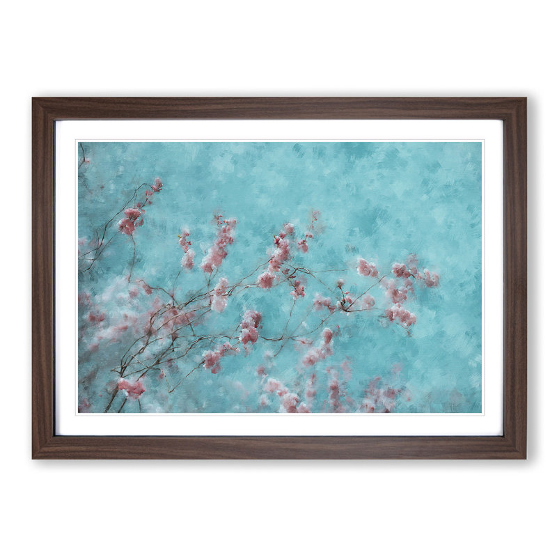 Beautiful Pink Cherry Blossom Tree - Picture Frame Painting Print, Walnut, 45cm H x 63cm W x 2cm D