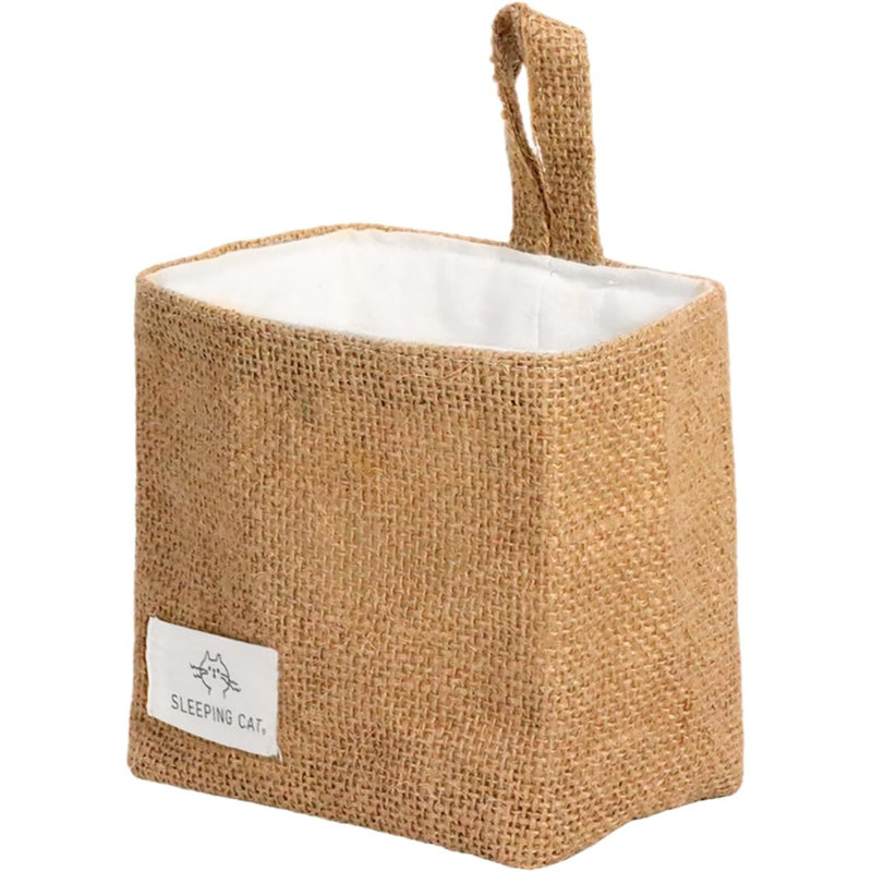Petit panier de rangement suspendu en coton et en lin pour le bureau, idéal pour organiser des clés et des articles divers.