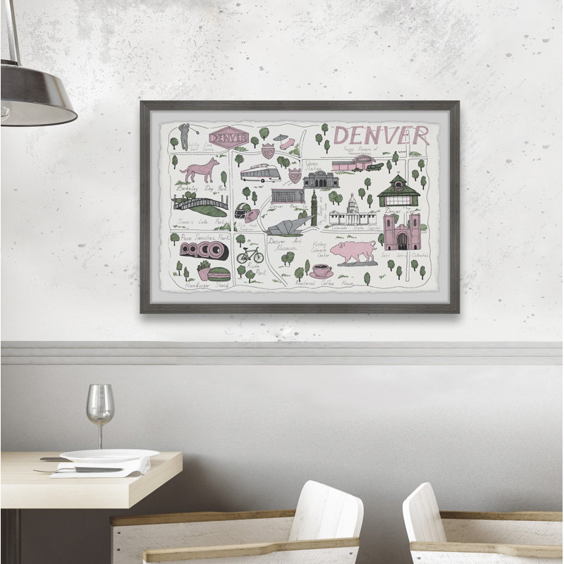 Attraits de Denver City - Reproduction de photo encadrée sur papier, H 12 po x l 18 po x P 1,5 po