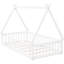 White Twin Floor Bed With Tent Style And Guardrails. Quality Pine Wood. Enhances Bedroom Appeal. Easy Assembly Process Guardrails, Colour. Wood Construction. Ideal For Bedroom.-371200440