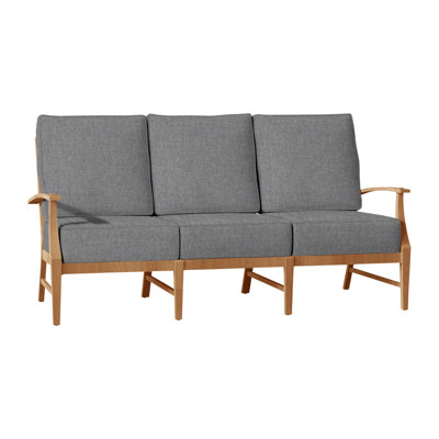 Croquet 75.75" Wide Outdoor Teak Patio Sofa with Cushions