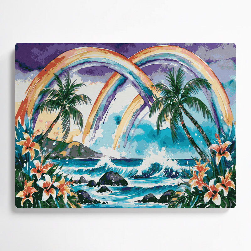 Art mural hawaïen arc-en-ciel gris en métal, H 8 po x l 10 po