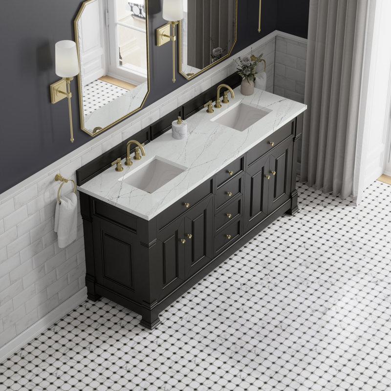 Brookfield 72'' W Double Vanity, Black Onyx, Ethereal Noctis